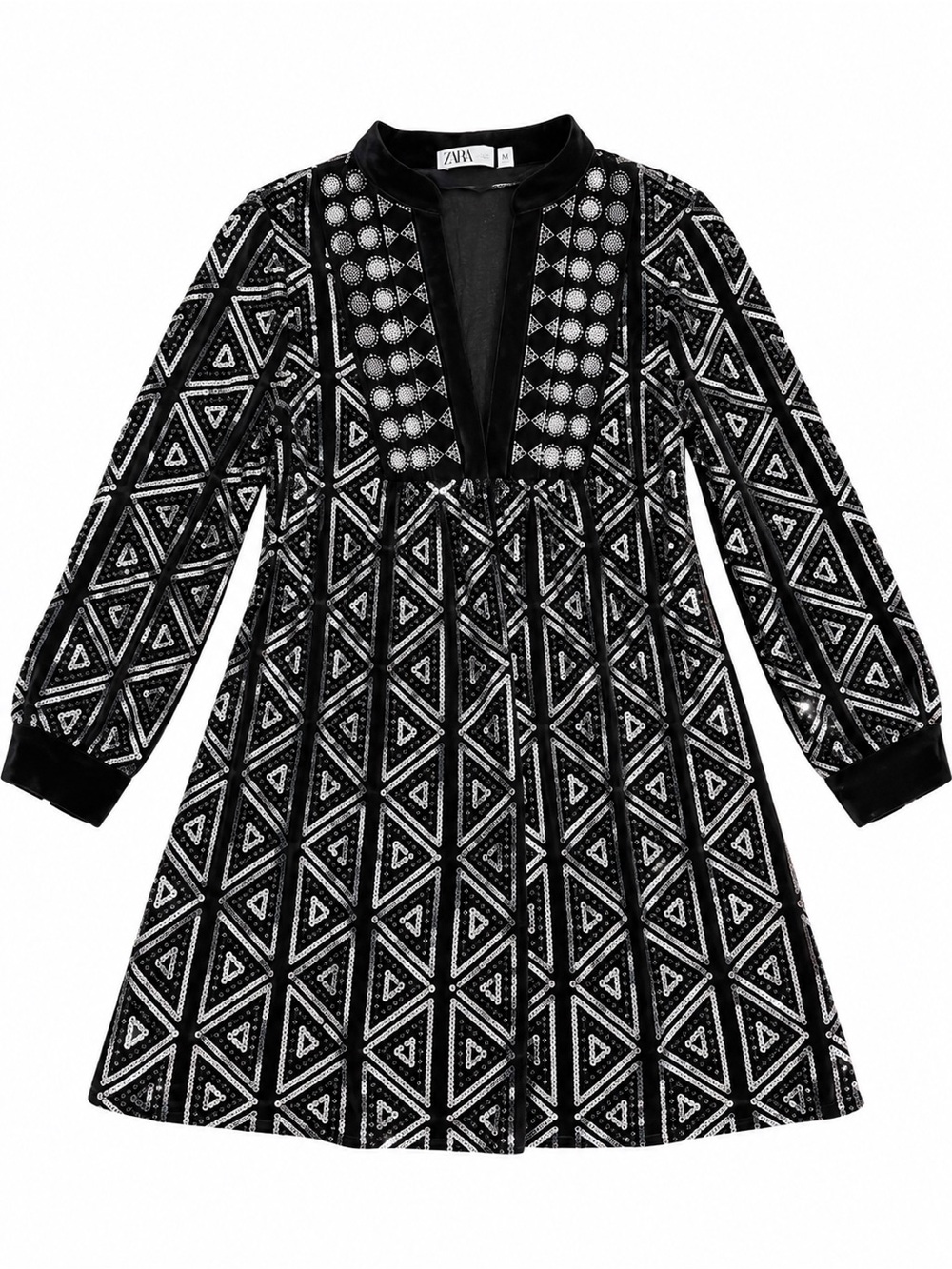 Zara Black Dress with Silver Geometric Sequins